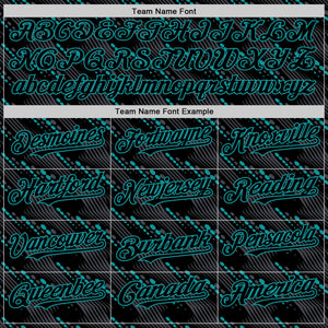 Custom Black Teal 3D Pattern Design Slant Lines Authentic Baseball Jersey