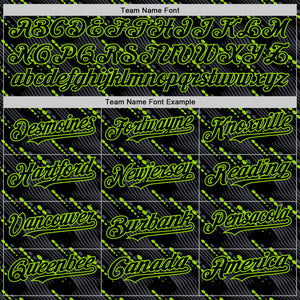 Custom Black Neon Green 3D Pattern Design Slant Lines Authentic Baseball Jersey