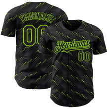 Charger l&#39;image dans la galerie, Custom Black Neon Green 3D Pattern Design Slant Lines Authentic Baseball Jersey
