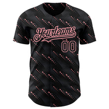 Charger l&#39;image dans la galerie, Custom Black Medium Pink 3D Pattern Design Slant Lines Authentic Baseball Jersey
