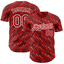 Laden Sie das Bild in den Galerie-Viewer, Custom Red White 3D Pattern Design Slant Lines Authentic Baseball Jersey
