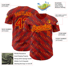 Load image into Gallery viewer, Custom Red Gold 3D Pattern Design Slant Lines Authentic Baseball Jersey
