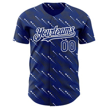 Load image into Gallery viewer, Custom Royal White 3D Pattern Design Slant Lines Authentic Baseball Jersey
