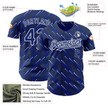 Laden Sie das Bild in den Galerie-Viewer, Custom Royal White 3D Pattern Design Slant Lines Authentic Baseball Jersey
