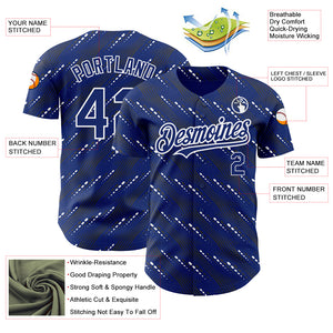 Custom Royal White 3D Pattern Design Slant Lines Authentic Baseball Jersey