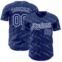 Laden Sie das Bild in den Galerie-Viewer, Custom Royal White 3D Pattern Design Slant Lines Authentic Baseball Jersey
