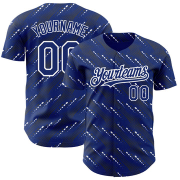 Custom Royal White 3D Pattern Design Slant Lines Authentic Baseball Jersey