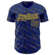 Load image into Gallery viewer, Custom Royal Yellow 3D Pattern Design Slant Lines Authentic Baseball Jersey
