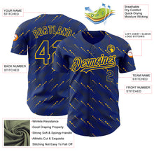 Charger l&#39;image dans la galerie, Custom Royal Yellow 3D Pattern Design Slant Lines Authentic Baseball Jersey
