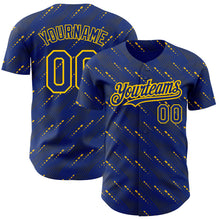 Laden Sie das Bild in den Galerie-Viewer, Custom Royal Yellow 3D Pattern Design Slant Lines Authentic Baseball Jersey
