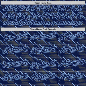 Custom Navy Light Blue 3D Pattern Design Slant Lines Authentic Baseball Jersey