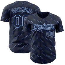 Load image into Gallery viewer, Custom Navy Light Blue 3D Pattern Design Slant Lines Authentic Baseball Jersey
