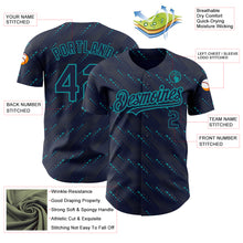 Load image into Gallery viewer, Custom Navy Teal 3D Pattern Design Slant Lines Authentic Baseball Jersey
