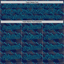 Load image into Gallery viewer, Custom Navy Teal 3D Pattern Design Slant Lines Authentic Baseball Jersey
