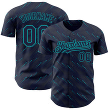 Load image into Gallery viewer, Custom Navy Teal 3D Pattern Design Slant Lines Authentic Baseball Jersey
