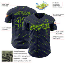 Load image into Gallery viewer, Custom Navy Neon Green 3D Pattern Design Slant Lines Authentic Baseball Jersey
