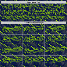 Load image into Gallery viewer, Custom Navy Neon Green 3D Pattern Design Slant Lines Authentic Baseball Jersey
