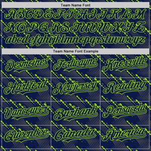 Custom Navy Neon Green 3D Pattern Design Slant Lines Authentic Baseball Jersey