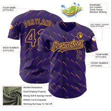 Загрузить изображение в средство просмотра галереи, Custom Purple Gold 3D Pattern Design Slant Lines Authentic Baseball Jersey
