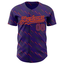 Загрузить изображение в средство просмотра галереи, Custom Purple Orange 3D Pattern Design Slant Lines Authentic Baseball Jersey
