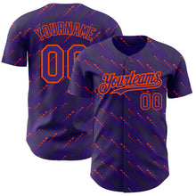 Загрузить изображение в средство просмотра галереи, Custom Purple Orange 3D Pattern Design Slant Lines Authentic Baseball Jersey
