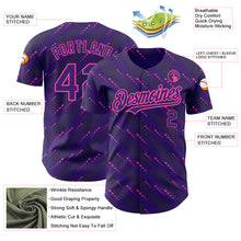 Laden Sie das Bild in den Galerie-Viewer, Custom Purple Pink 3D Pattern Design Slant Lines Authentic Baseball Jersey
