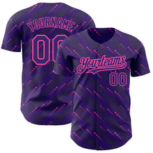 Загрузить изображение в средство просмотра галереи, Custom Purple Pink 3D Pattern Design Slant Lines Authentic Baseball Jersey
