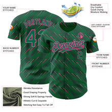 Загрузить изображение в средство просмотра галереи, Custom Kelly Green-Pink 3D Pattern Design Slant Lines Authentic Baseball Jersey
