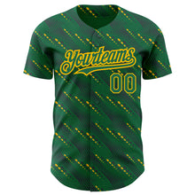 Load image into Gallery viewer, Custom Kelly Green-Gold 3D Pattern Design Slant Lines Authentic Baseball Jersey
