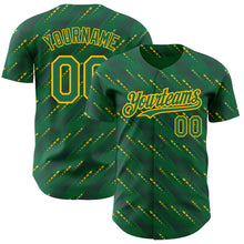 Load image into Gallery viewer, Custom Kelly Green-Gold 3D Pattern Design Slant Lines Authentic Baseball Jersey
