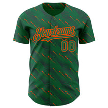 Load image into Gallery viewer, Custom Kelly Green-Orange 3D Pattern Design Slant Lines Authentic Baseball Jersey
