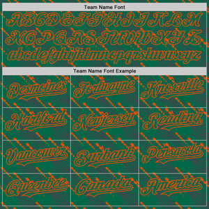 Custom Kelly Green-Orange 3D Pattern Design Slant Lines Authentic Baseball Jersey