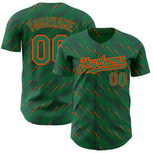 Load image into Gallery viewer, Custom Kelly Green-Orange 3D Pattern Design Slant Lines Authentic Baseball Jersey
