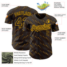 Load image into Gallery viewer, Custom Brown Gold 3D Pattern Design Slant Lines Authentic Baseball Jersey
