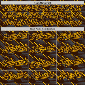 Custom Brown Gold 3D Pattern Design Slant Lines Authentic Baseball Jersey