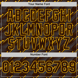 Custom Brown Gold 3D Pattern Design Slant Lines Authentic Baseball Jersey