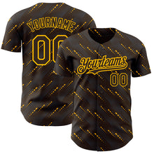 Load image into Gallery viewer, Custom Brown Gold 3D Pattern Design Slant Lines Authentic Baseball Jersey
