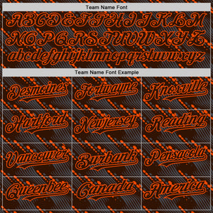 Custom Brown Orange 3D Pattern Design Slant Lines Authentic Baseball Jersey