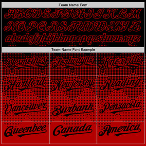 Custom Black Red 3D Pattern Design Gradient Square Shapes Authentic Baseball Jersey