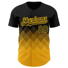 Загрузить изображение в средство просмотра галереи, Custom Black Gold 3D Pattern Design Gradient Square Shapes Authentic Baseball Jersey
