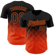 Charger l&#39;image dans la galerie, Custom Black Orange 3D Pattern Design Gradient Square Shapes Authentic Baseball Jersey
