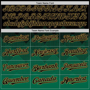 Custom Black Kelly Green-Old Gold 3D Pattern Design Gradient Square Shapes Authentic Baseball Jersey