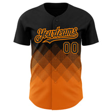 Load image into Gallery viewer, Custom Black Bay Orange 3D Pattern Design Gradient Square Shapes Authentic Baseball Jersey
