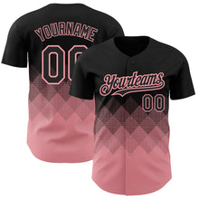 Load image into Gallery viewer, Custom Black Medium Pink 3D Pattern Design Gradient Square Shapes Authentic Baseball Jersey
