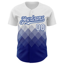 Load image into Gallery viewer, Custom White Royal 3D Pattern Design Gradient Square Shapes Authentic Baseball Jersey
