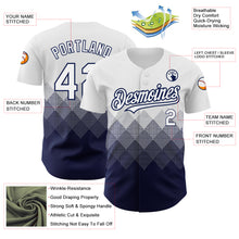 Load image into Gallery viewer, Custom White Navy 3D Pattern Design Gradient Square Shapes Authentic Baseball Jersey
