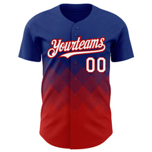 Load image into Gallery viewer, Custom Royal White-Red 3D Pattern Design Gradient Square Shapes Authentic Baseball Jersey
