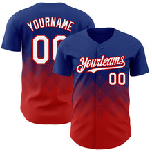 Load image into Gallery viewer, Custom Royal White-Red 3D Pattern Design Gradient Square Shapes Authentic Baseball Jersey
