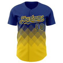 Load image into Gallery viewer, Custom Royal Yellow 3D Pattern Design Gradient Square Shapes Authentic Baseball Jersey
