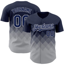 Charger l&#39;image dans la galerie, Custom Navy Gray 3D Pattern Design Gradient Square Shapes Authentic Baseball Jersey
